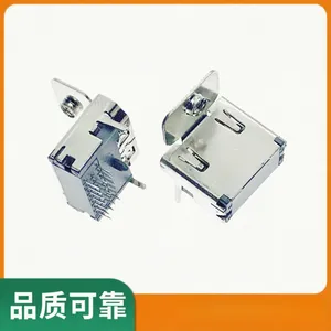 HDMI 19P母座 三排针90度插板 中间有柱 带螺丝孔 高清音频母头