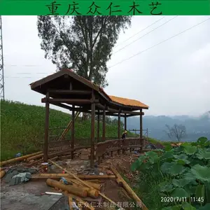 南部樟子松中式长廊 实木仿古彩绘长廊设计施工 众仁木艺