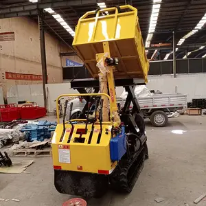 可升降果园采摘履带车 久恒手扶式履带运输车 带吊机履带拉货车