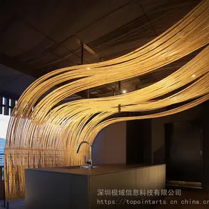 手工编织竹艺墙饰吊顶景观工艺酒店大堂会所样板间售楼处商业中心背景设计来图定制尺寸