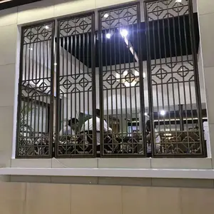 南京K金凌乱式屏风 拉丝玫瑰金雕花屏风隔断