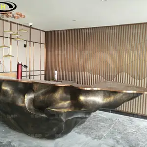 纯铜锻打异形不锈钢吧台 表面发黑做旧吧台 纯铜制作的服务台