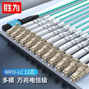 胜为 12芯 MPO-LC 多模OM4万兆40G集束光纤跳线 3米