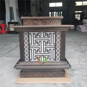 宫廷风柱头灯定制印刻花朵宫灯营销中心中轴灯不锈钢定制门柱灯