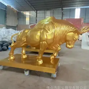 联尖玻璃钢动物雕塑造型 玻璃钢仿铜金牛雕塑工艺品