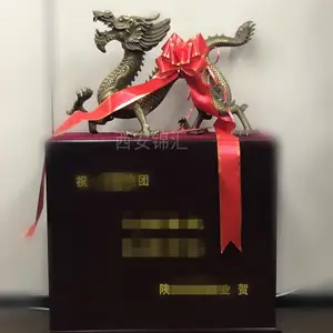 中国五爪龙摆件 西安金黄铜龙雕塑 青铜龙工艺品