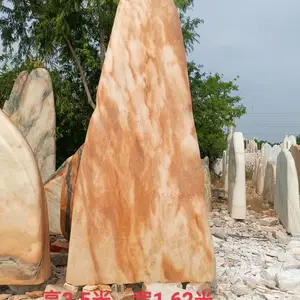 武汉晚霞红景观石大型天然风景石影壁石刻字门牌石村牌石