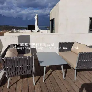 雅亭户外家具YT-00186绳编组合沙发别墅休闲椅户外露台沙发定制