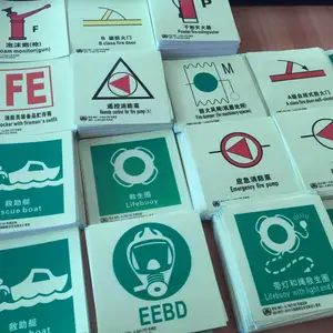 船用荧光标贴 夜光贴IMO 救生标贴 150*150 自发光标识 安全禁止反光贴