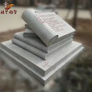 石雕书籍校园文化摆件 嘉祥石雕定做汉白玉书本