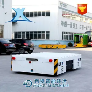 36V遥控360°旋转百特智能车间物料运输包胶轮无轨电车80吨