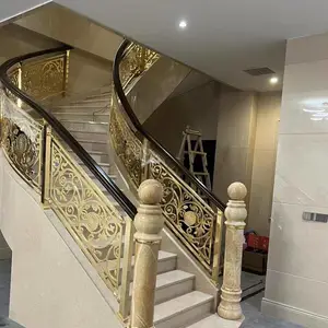 别墅铜楼梯 楼梯护栏 铜铝扶手厂家 设计研发生产