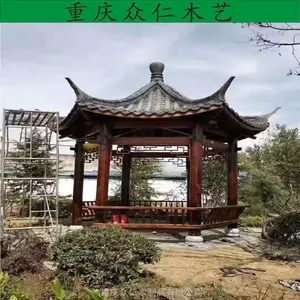 丰都景区实木彩绘凉亭 樟子松双檐仿古凉亭报价 众仁木艺