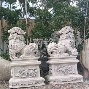 厂家订货石雕狮子 别墅门前花岗岩北京狮 石狮子