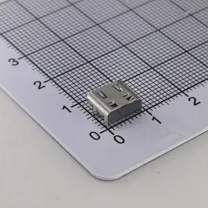 USB 3.1 TYPE C 16PIN 板上7.35mm 5A SMT母座 LCP黑胶 端子铜 外壳304