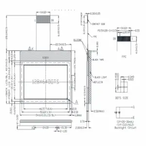 128X64 图形 点阵屏 FSTN lcd 12864 COG 外型尺寸:54.6.*42.2MM