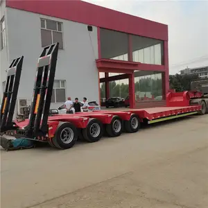 鸿盛业骏低平板半挂车 液压升降大件运输拼接抽拉平板半挂车 HR7629TDP