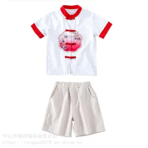 隆群服饰园服初夏新品-白色民族风幼儿园园服 园服厂家 园服定做110、120、130、140、150