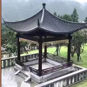 成都防腐木凉亭_2000*2000六角亭_亭子lt-n1_风雨走廊