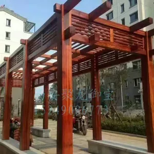 景观廊架-户外廊架-木质弧形廊架-仿古花架廊架