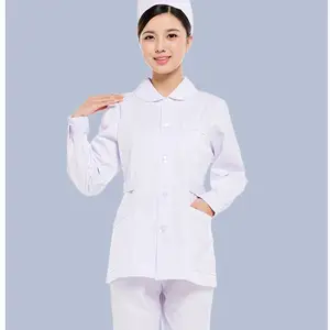 秋冬款美容师工作服 分体套装两件套护工服 医院娃娃领长袖护士服