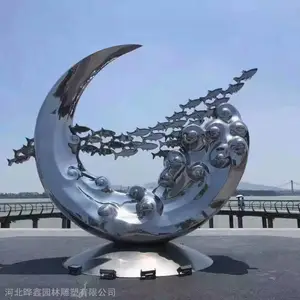 不锈钢雕塑厂 不锈钢月亮牙雕塑公园广场园林景观雕塑摆件