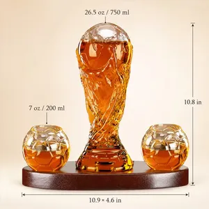 大容量现代风格足球奖杯酒瓶750ml高硼硅透明威士忌酒瓶套装