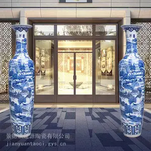 工厂乔迁之喜送一对大花瓶 陶瓷中式手绘清明上河图3米高