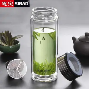 四川思宝玻璃杯批发总经销 墨晶玻璃杯定制 双层高硼硅水晶茶杯