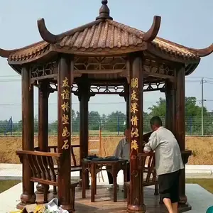 双层八角凉亭制作视频凉亭生产榫卯结构凉亭广场实木八角凉亭