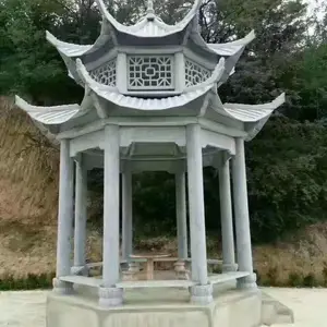 中旭石凉亭,芝麻白六角亭,双层石亭,景观石凉亭