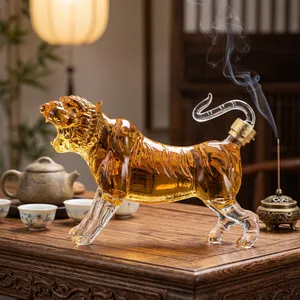 500毫升动物虎形硼硅玻璃威士忌白兰地伏特加酒瓶