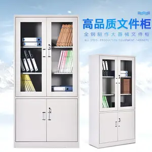西安铁皮柜-钢制工具柜-上玻下铁储物柜