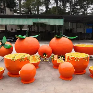 浙江橘园小镇展露一系列鲜红诱人的玻璃钢柑橘造型雕塑摆件
