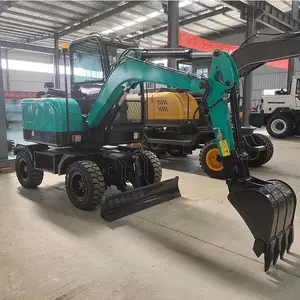 轮式挖掘机75型山地挖掘果园挖坑用多功能轮胎式挖机带多属具