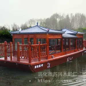 10米画舫船 户外餐饮船 水上旅游船 景区观光船 休闲船 玻璃钢电动船