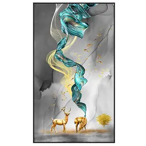 现代玄关装饰画入户玄幻挂画进门玄关竖款挂画客厅走廊过道晶瓷画