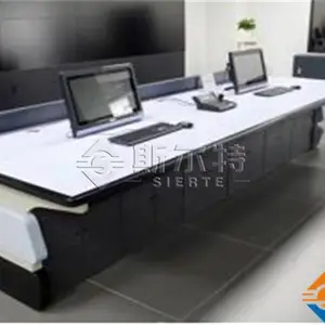 现代科技感监控室办公桌弧形中控室指挥中心操作台工作台桌椅组合