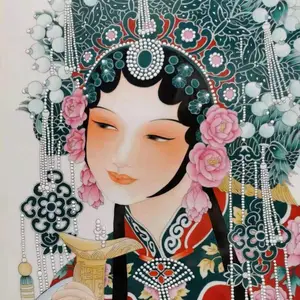 陶瓷瓷板画定制人物神像贵妃醉酒彩绘摆件古典风格