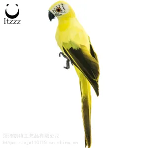 35CM橱窗仿真鹦鹉摆件羽毛假鸟金刚鹦鹉鸟挂件室内园林装饰工艺品