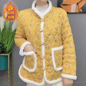 中老年冬季保暖女装大码加厚妈妈外套花棉袄奶奶棉服精品货源批发
