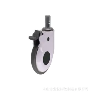 5寸包壳TPR插杆刹车静音款 病床脚轮 医用推车脚轮 ABS推车脚轮 静音轮