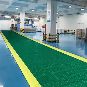 黄边防滑 黄警示标钢板人字牛津地板车间走廊通道铜钱pvc橡塑地胶