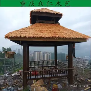 大足防腐木茅草凉亭 樟子松仿古凉亭按需定制 荣昌防腐木仿古重檐亭 家用中式凉亭 施工安装
