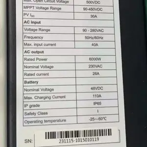 家庭储能锂电池系统索瑞德6KW低压混网逆变器加5度电储能电池系统