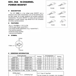 30N06 UTC��˳ 60V30A N����MOS�� ����о��Ȩ��Ӧ ��Դ����