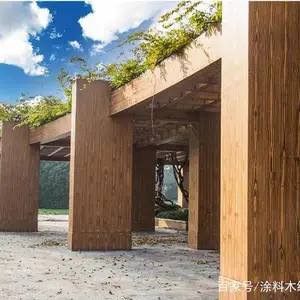 石家庄仿木廊架施工-钢结构景观廊架-艺术造型景观长廊-早来景观工程公司