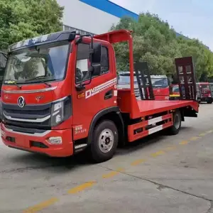 拉12吨挖机东风华神平板运输车 135挖掘机拖车 可加长加宽液压爬梯