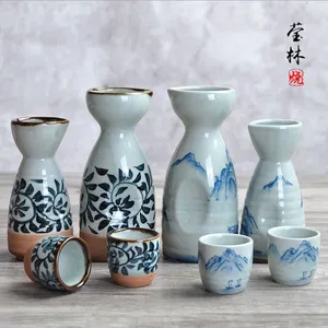 创意日式和风 复古手绘陶瓷清酒壶 手绘 装酒 盛酒壶酒器 清酒杯