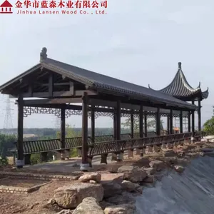 防腐木长廊多少钱一米 古建长廊报价 木廊架施工